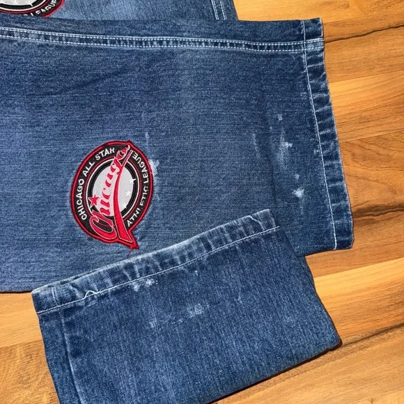 Vintage 90's Concrete Legends Men's Patchwork Denim Jeans W34 L34 athletic patch - Picture 6 of 9